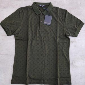 Dark Green Polo With Multi Logo Printed